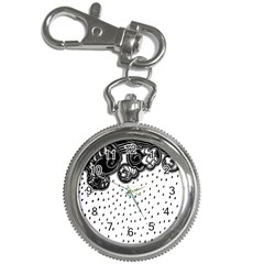 Batik Rain Black Flower Spot Key Chain Watches by Mariart