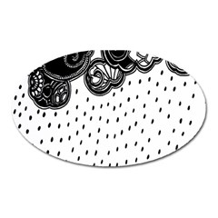 Batik Rain Black Flower Spot Oval Magnet by Mariart