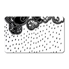 Batik Rain Black Flower Spot Magnet (rectangular) by Mariart