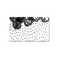 Batik Rain Black Flower Spot Magnet (name Card) by Mariart