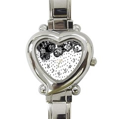 Batik Rain Black Flower Spot Heart Italian Charm Watch by Mariart