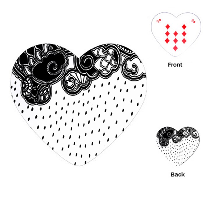 Batik Rain Black Flower Spot Playing Cards (Heart) 