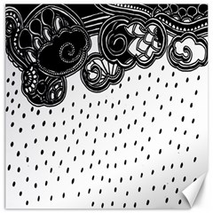 Batik Rain Black Flower Spot Canvas 16  X 16   by Mariart