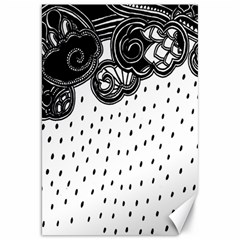 Batik Rain Black Flower Spot Canvas 20  X 30   by Mariart