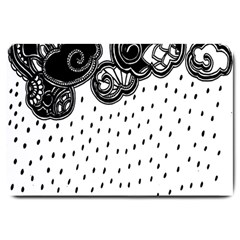 Batik Rain Black Flower Spot Large Doormat  by Mariart