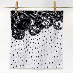 Batik Rain Black Flower Spot Face Towel by Mariart