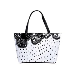 Batik Rain Black Flower Spot Shoulder Handbags by Mariart