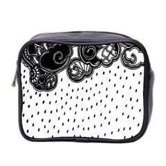 Batik Rain Black Flower Spot Mini Toiletries Bag 2-side by Mariart