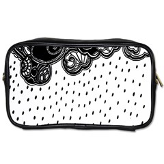 Batik Rain Black Flower Spot Toiletries Bags by Mariart