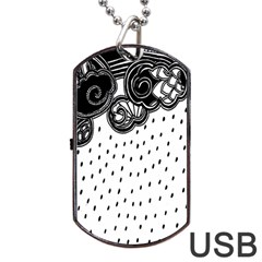 Batik Rain Black Flower Spot Dog Tag Usb Flash (one Side) by Mariart