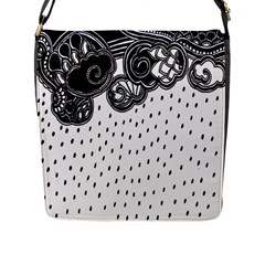 Batik Rain Black Flower Spot Flap Messenger Bag (l)  by Mariart