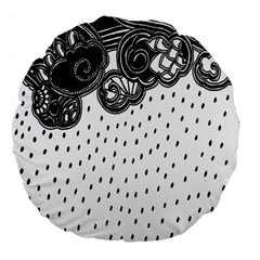 Batik Rain Black Flower Spot Large 18  Premium Flano Round Cushions by Mariart