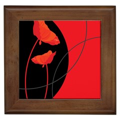 Flower Floral Red Black Sakura Line Framed Tiles by Mariart