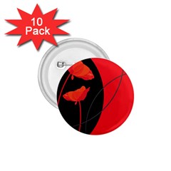 Flower Floral Red Black Sakura Line 1 75  Buttons (10 Pack)