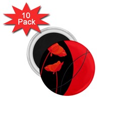 Flower Floral Red Black Sakura Line 1 75  Magnets (10 Pack) 