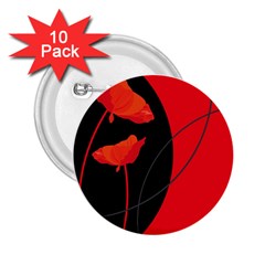 Flower Floral Red Black Sakura Line 2 25  Buttons (10 Pack)  by Mariart