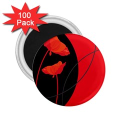 Flower Floral Red Black Sakura Line 2 25  Magnets (100 Pack) 