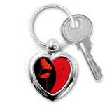 Flower Floral Red Black Sakura Line Key Chains (Heart)  Front