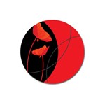 Flower Floral Red Black Sakura Line Magnet 3  (Round) Front