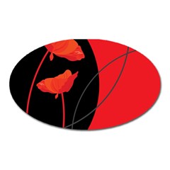 Flower Floral Red Black Sakura Line Oval Magnet by Mariart