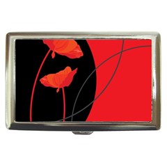 Flower Floral Red Black Sakura Line Cigarette Money Cases by Mariart