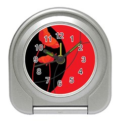 Flower Floral Red Black Sakura Line Travel Alarm Clocks by Mariart