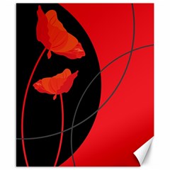 Flower Floral Red Black Sakura Line Canvas 8  X 10  by Mariart