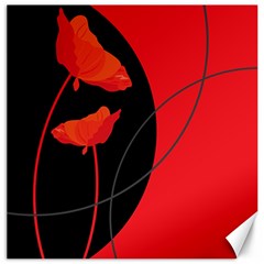 Flower Floral Red Black Sakura Line Canvas 16  X 16   by Mariart