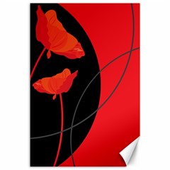 Flower Floral Red Black Sakura Line Canvas 24  X 36  by Mariart