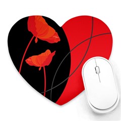 Flower Floral Red Black Sakura Line Heart Mousepads by Mariart