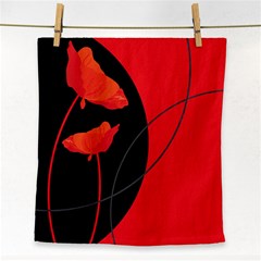 Flower Floral Red Black Sakura Line Face Towel by Mariart