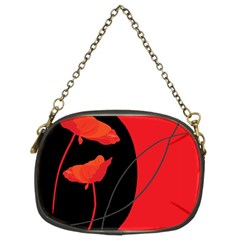 Flower Floral Red Black Sakura Line Chain Purses (two Sides)  by Mariart