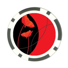 Flower Floral Red Black Sakura Line Poker Chip Card Guard (10 Pack) by Mariart