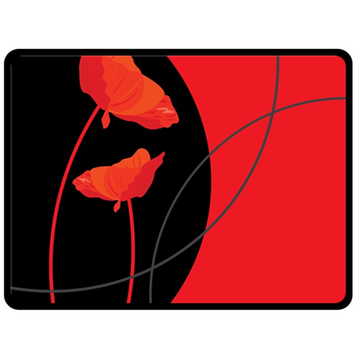 Flower Floral Red Black Sakura Line Fleece Blanket (Large) 