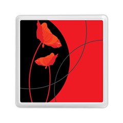 Flower Floral Red Black Sakura Line Memory Card Reader (square)  by Mariart