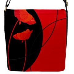 Flower Floral Red Black Sakura Line Flap Messenger Bag (s) by Mariart