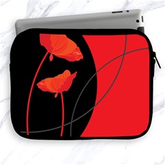 Flower Floral Red Black Sakura Line Apple Ipad 2/3/4 Zipper Cases by Mariart