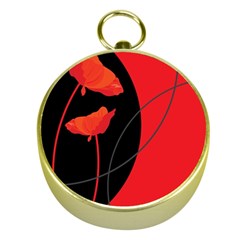 Flower Floral Red Black Sakura Line Gold Compasses by Mariart