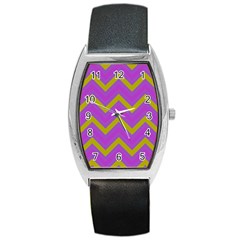 Zig Zags Pattern Barrel Style Metal Watch by Valentinaart