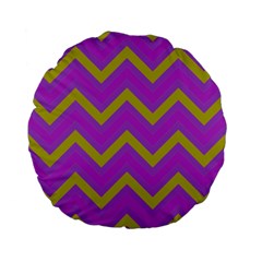 Zig Zags Pattern Standard 15  Premium Flano Round Cushions by Valentinaart