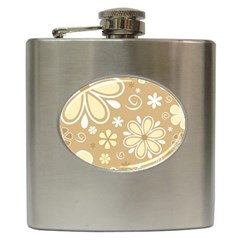 Flower Floral Star Sunflower Grey Hip Flask (6 Oz) by Mariart