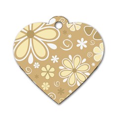 Flower Floral Star Sunflower Grey Dog Tag Heart (One Side)