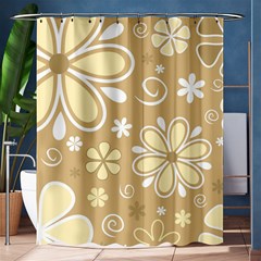 Flower Floral Star Sunflower Grey Shower Curtain 60  x 72  (Medium) 