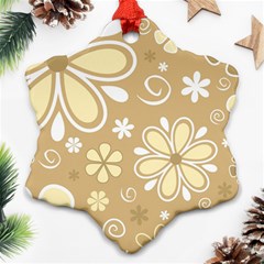 Flower Floral Star Sunflower Grey Ornament (Snowflake)