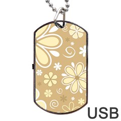 Flower Floral Star Sunflower Grey Dog Tag Usb Flash (two Sides) by Mariart