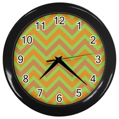 Zig Zags Pattern Wall Clocks (black) by Valentinaart