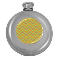 Zig Zags Pattern Round Hip Flask (5 Oz) by Valentinaart