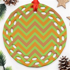 Zig Zags Pattern Round Filigree Ornament (two Sides) by Valentinaart