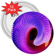 Digital Art Spirals Wave Waves Chevron Red Purple Blue Pink 3  Buttons (10 Pack) 