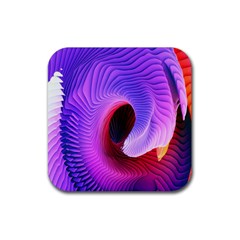 Digital Art Spirals Wave Waves Chevron Red Purple Blue Pink Rubber Coaster (square)  by Mariart